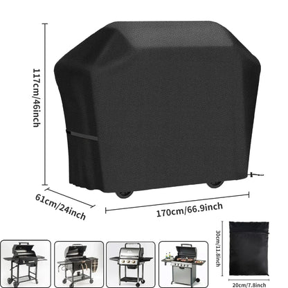 Waterproof BBQ Cover for Gas Grill, Windproof UV-Resistant Fabric, 5 Sizes - 170x61x117CM