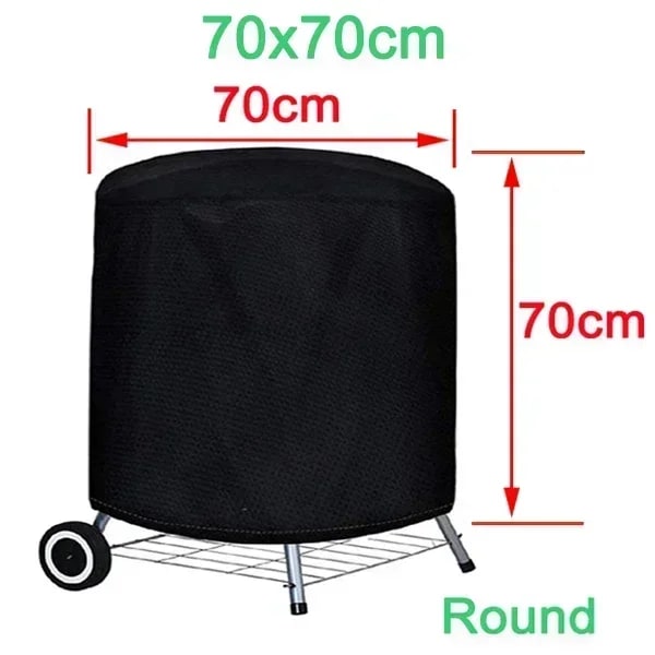 Outdoor BBQ Grill Cover, Waterproof Fabric, Round or Rectangular, Multiple Sizes - 70x70cm