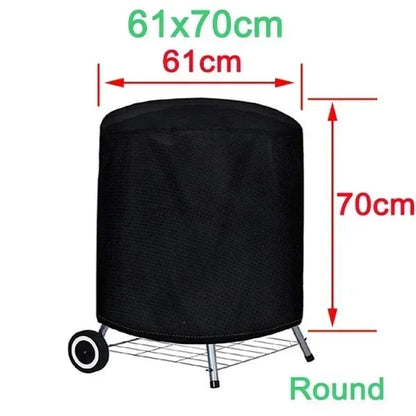 Outdoor BBQ Grill Cover, Waterproof Fabric, Round or Rectangular, Multiple Sizes - 61x70cm
