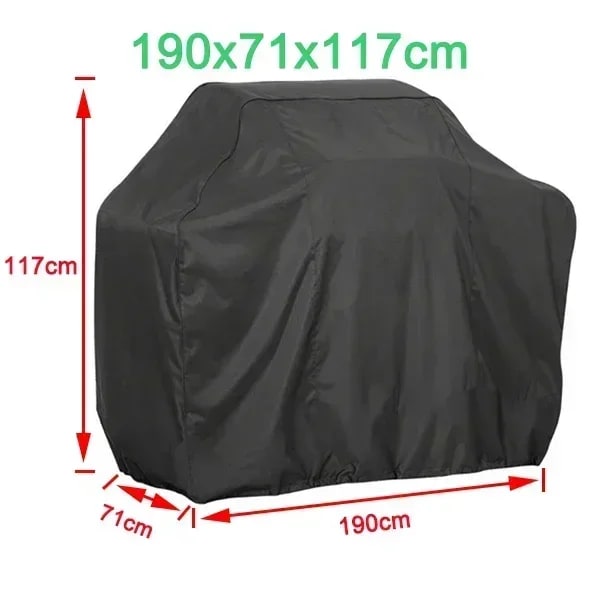 Outdoor BBQ Grill Cover, Waterproof Fabric, Round or Rectangular, Multiple Sizes - 190x71x117cm