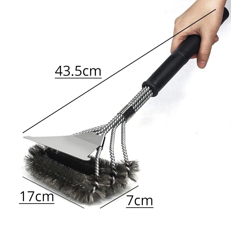 Leeseph Stainless Steel BBQ Grill Brush and Scraper with Hanging Loop - F