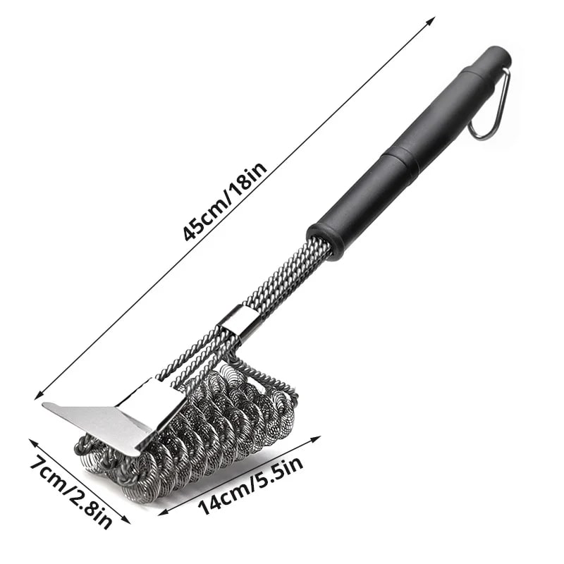 Leeseph Stainless Steel BBQ Grill Brush and Scraper with Hanging Loop - B