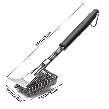 Leeseph Stainless Steel BBQ Grill Brush and Scraper with Hanging Loop - B