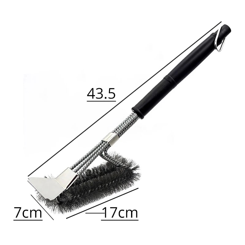 Leeseph Stainless Steel BBQ Grill Brush and Scraper with Hanging Loop - C