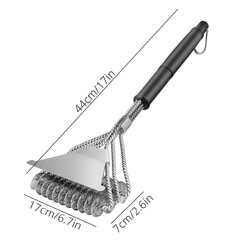 Leeseph Stainless Steel BBQ Grill Brush and Scraper with Hanging Loop - A