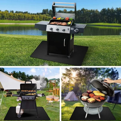 Fibreglass BBQ Protective Mat with Double-Sided Silicone, Black, 3 Sizes