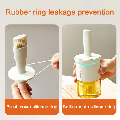 2-in-1 300ml Glass Oil Dispenser Bottle with Brush for BBQ and Baking