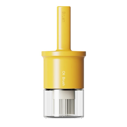 2-in-1 300ml Glass Oil Dispenser Bottle with Brush for BBQ and Baking - Yellow