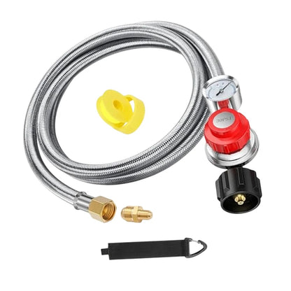 Propane Regulator Combination with Gauge and 5-Foot Hose for BBQ Grills