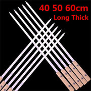 Stainless Steel BBQ Skewers with Wooden Handles, 39-59cm