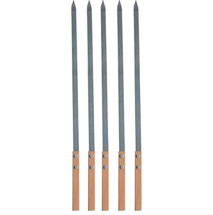 Stainless Steel BBQ Skewers with Wooden Handles, 39-59cm