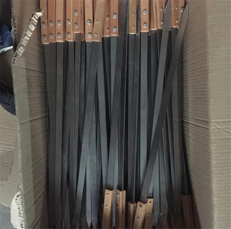 Stainless Steel BBQ Skewers with Wooden Handles, 39-59cm