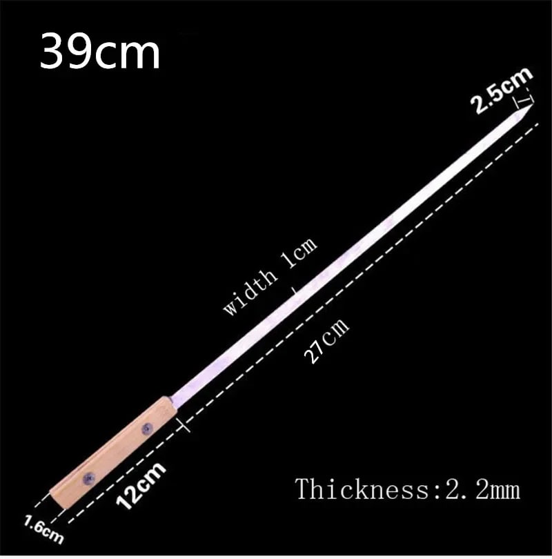 Stainless Steel BBQ Skewers with Wooden Handles, 39-59cm - 39cm