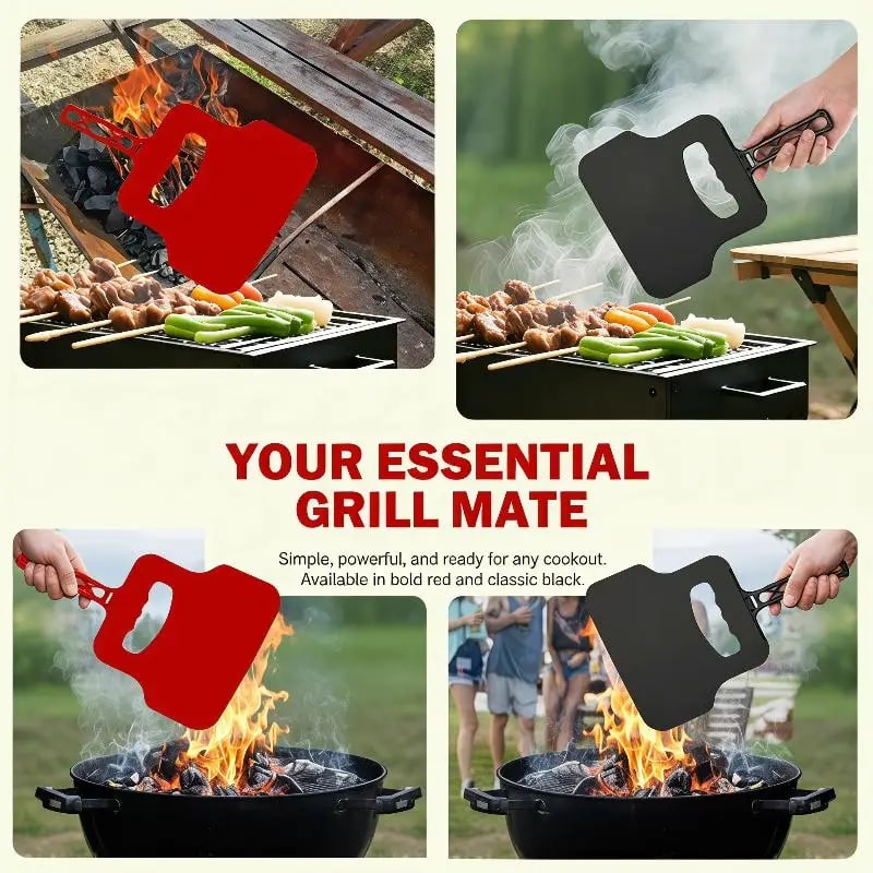 Barbecue Hand-Crank Fan for Charcoal Grills, Camping and Bonfires