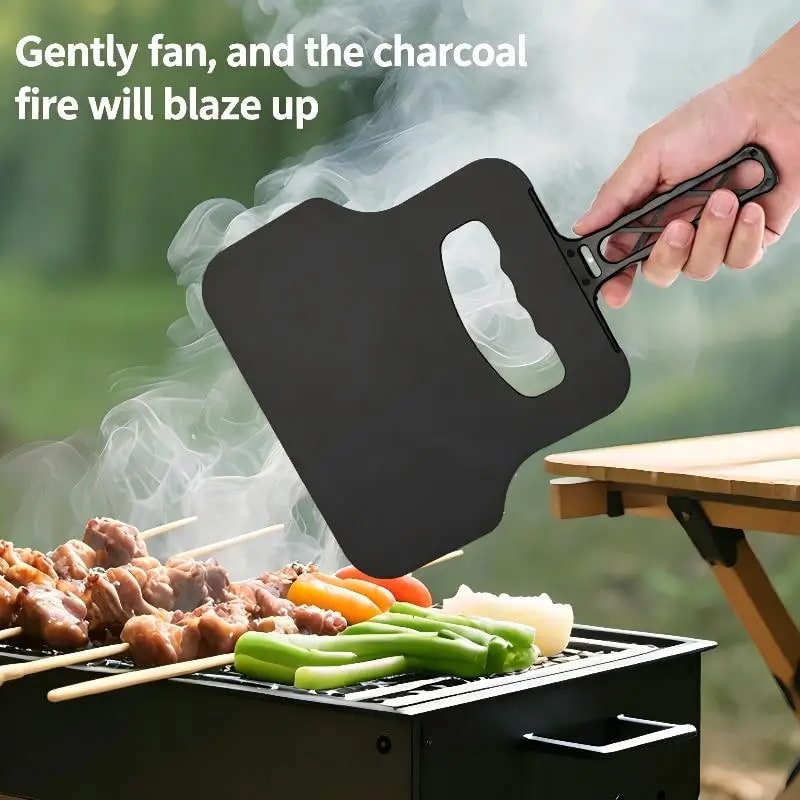 Barbecue Hand-Crank Fan for Charcoal Grills, Camping and Bonfires