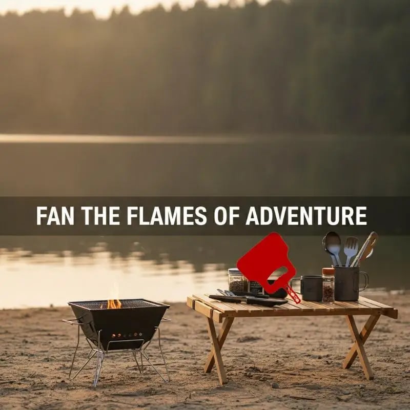 Barbecue Hand-Crank Fan for Charcoal Grills, Camping and Bonfires