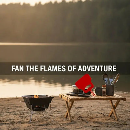 Barbecue Hand-Crank Fan for Charcoal Grills, Camping and Bonfires