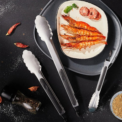 Stainless Steel BBQ Tongs, 20.8-49cm, Scalloped Ends, Multiple Sizes