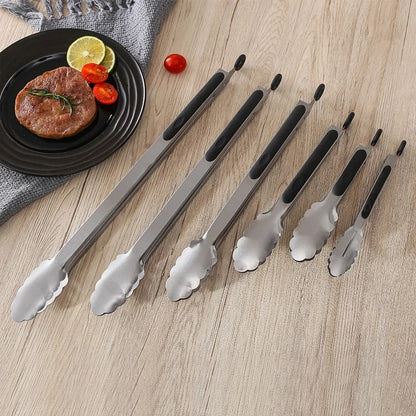 Stainless Steel BBQ Tongs, 20.8-49cm, Scalloped Ends, Multiple Sizes