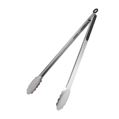Stainless Steel BBQ Tongs, 20.8-49cm, Scalloped Ends, Multiple Sizes - 16inch 44.5cm
