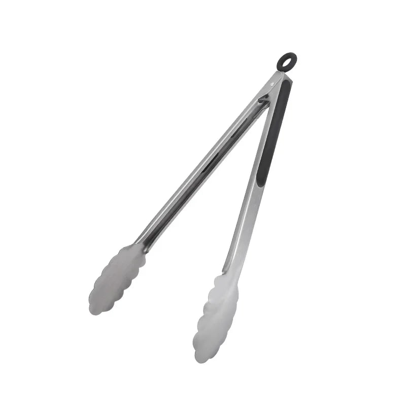 Stainless Steel BBQ Tongs, 20.8-49cm, Scalloped Ends, Multiple Sizes - 12inch 34.2cm