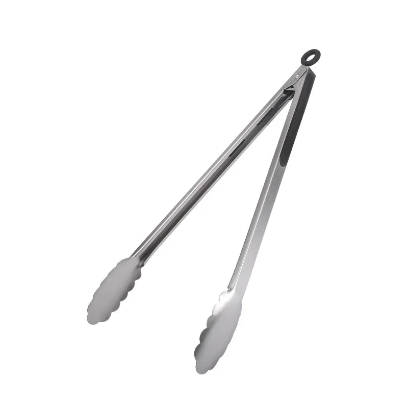 Stainless Steel BBQ Tongs, 20.8-49cm, Scalloped Ends, Multiple Sizes - 14inch 39.4cm