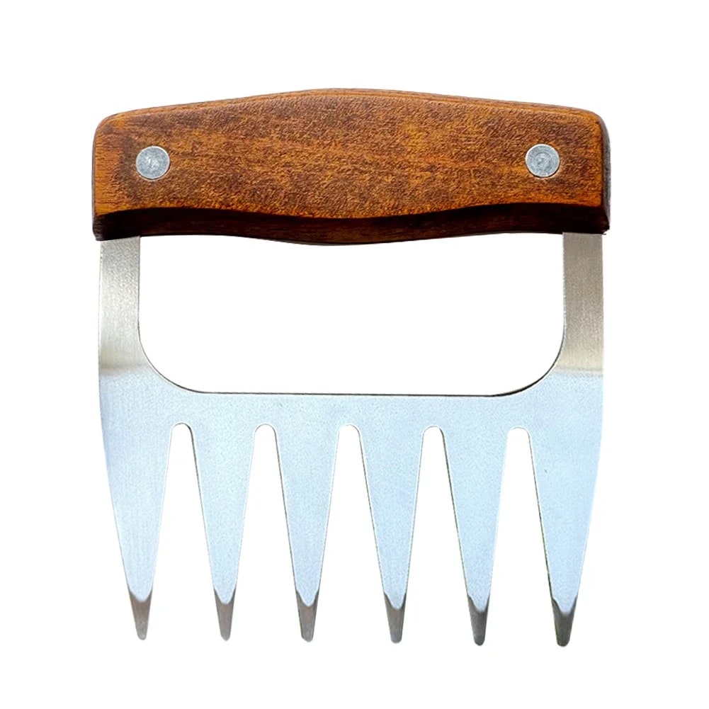 Stainless Steel BBQ Meat Shredding Fork with Wooden Handle, 12 x 11 cm - 1pc