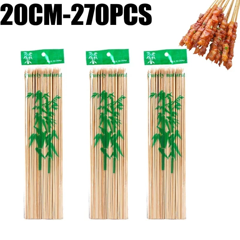 Natural Bamboo BBQ Skewers, 15-30cm, 90-270 Pieces - 20CM-270pcs