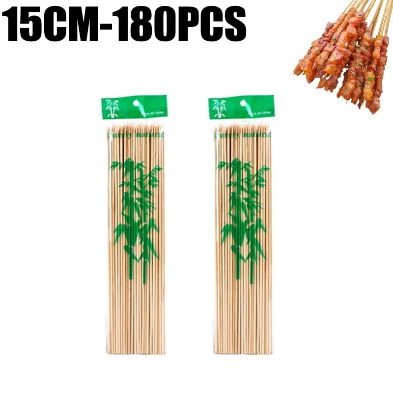Natural Bamboo BBQ Skewers, 15-30cm, 90-270 Pieces - 15CM-180pcs