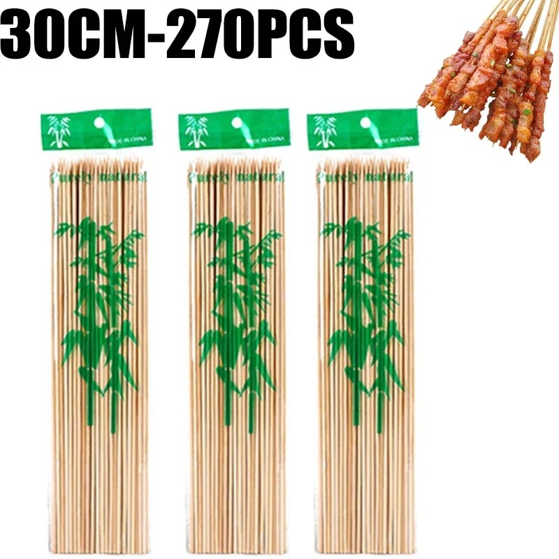 Natural Bamboo BBQ Skewers, 15-30cm, 90-270 Pieces - 30CM-270pcs
