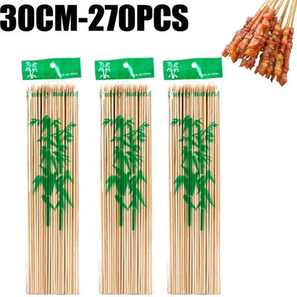 Natural Bamboo BBQ Skewers, 15-30cm, 90-270 Pieces - 30CM-270pcs