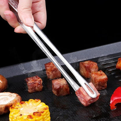 Stainless Steel BBQ Tongs, 24cm or 28cm Silver Kitchen Food Serving Tongs