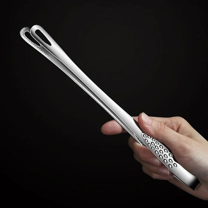 Stainless Steel BBQ Tongs, 24cm or 28cm Silver Kitchen Food Serving Tongs
