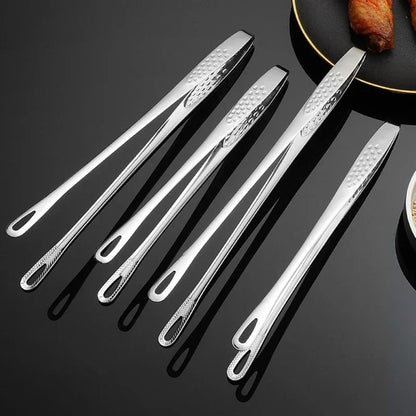 Stainless Steel BBQ Tongs, 24cm or 28cm Silver Kitchen Food Serving Tongs