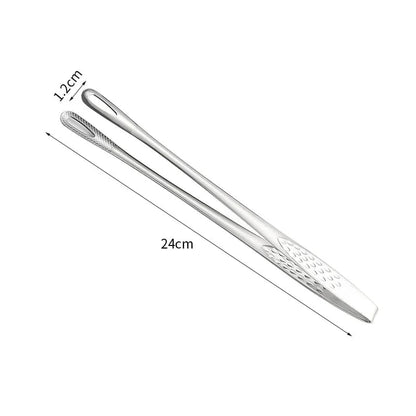 Stainless Steel BBQ Tongs, 24cm or 28cm Silver Kitchen Food Serving Tongs - 24cm