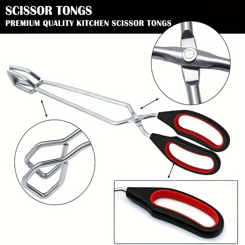 YOCITY BBQ Scissor Tongs, Long-Handle Metal Food Tongs, S/M/L Options