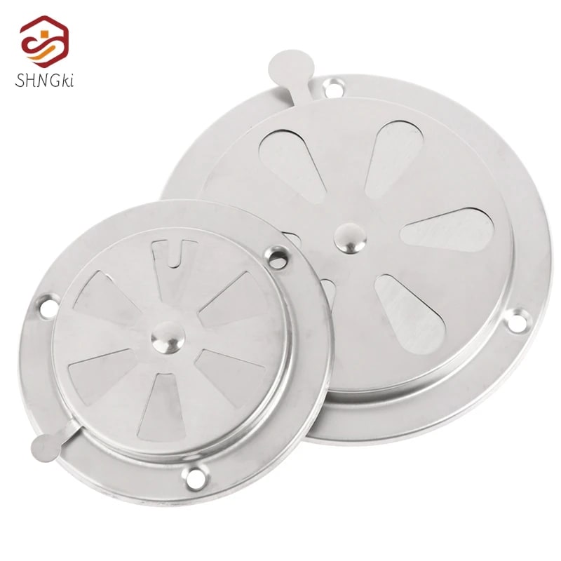 Stainless Steel Adjustable Round Air Vent Grille for BBQs, Smokers and Stoves, 95mm or 125mm