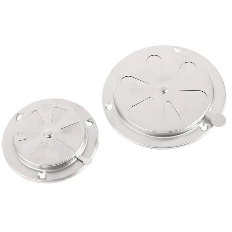 Stainless Steel Adjustable Round Air Vent Grille for BBQs, Smokers and Stoves, 95mm or 125mm