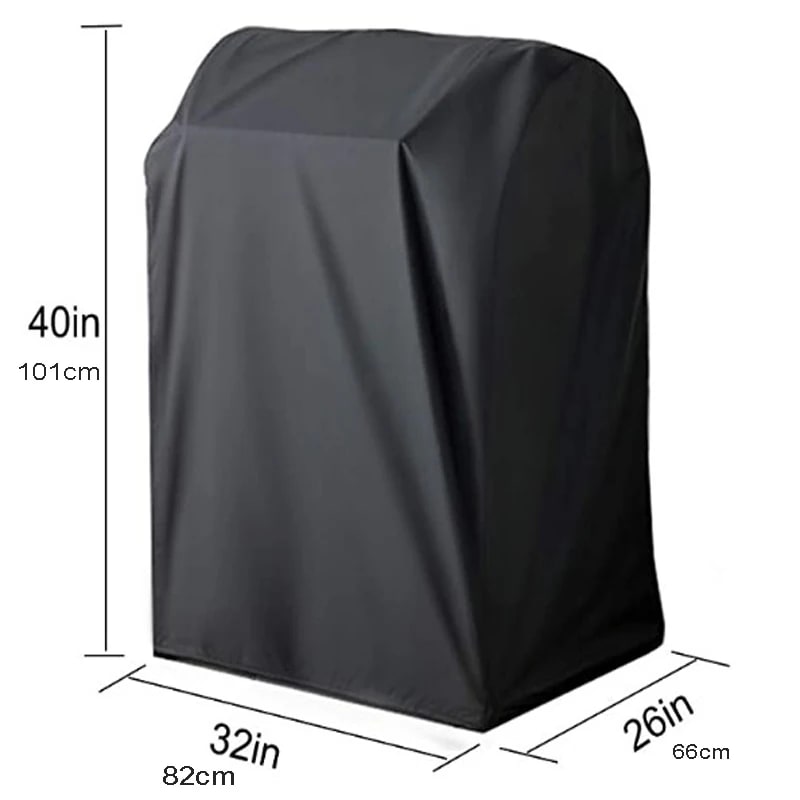 Black Waterproofed Fabric BBQ Grill Cover, 82 x 66 x 101 cm or 89 x 64 x 112 cm