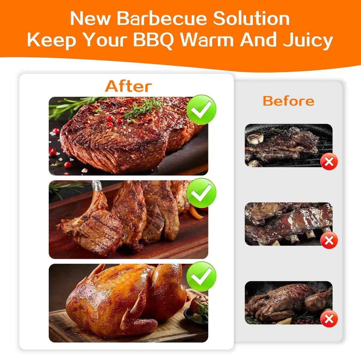 Reusable Insulated BBQ Meat Resting Bag with Aluminium Foil Lining, 14.9in or 21in