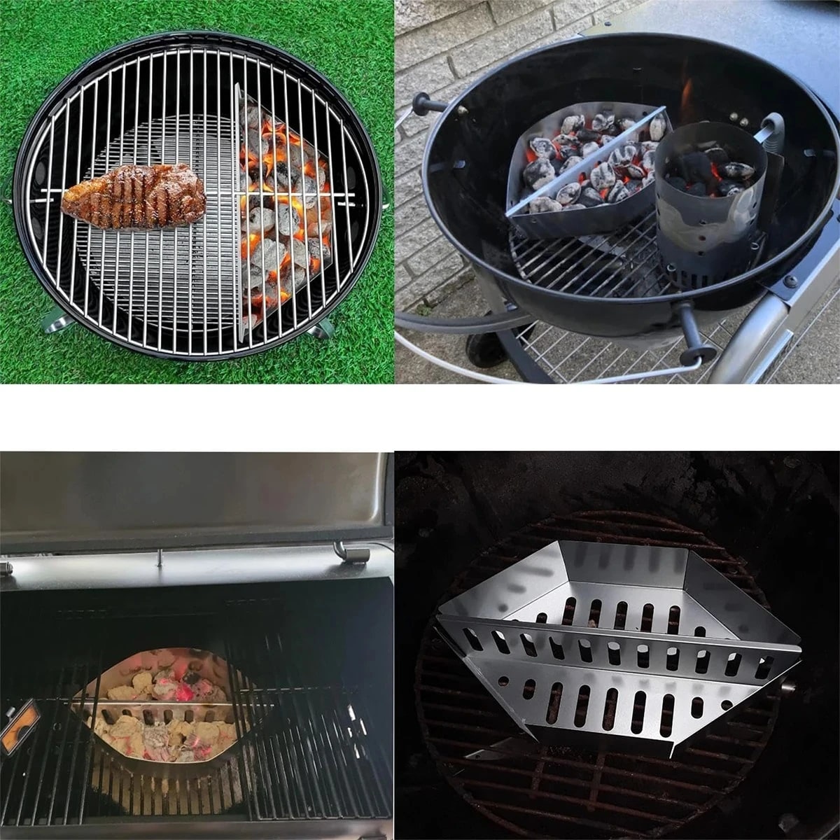Stainless Steel Charcoal Basket for BBQ Grills and Kettles, 37cm
