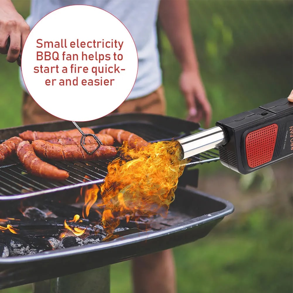 Electric BBQ Fire Blower, Handheld Charcoal Starter Fan, 26.5cm, 4 AA