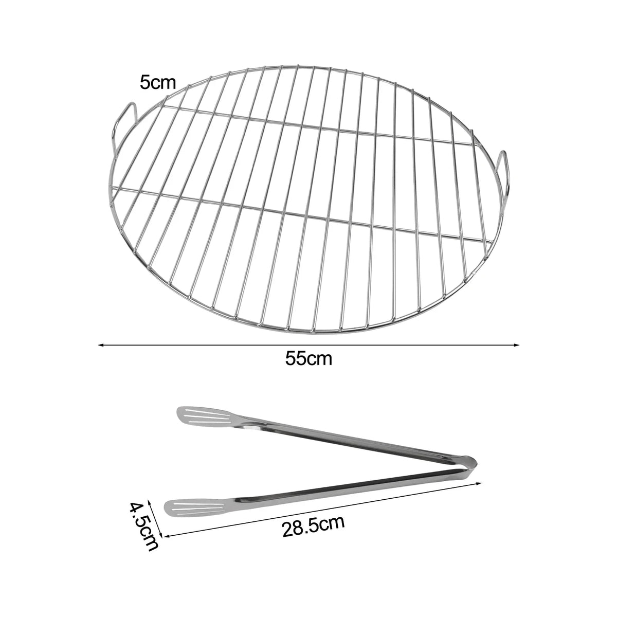 Stainless Steel Round BBQ Cooking Grate, 45/53/55cm, With or Without Clips