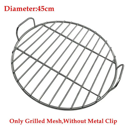Stainless Steel Round BBQ Cooking Grate, 45/53/55cm, With or Without Clips - 45cm without clip