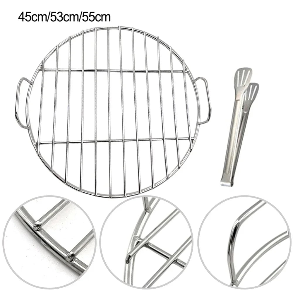Stainless Steel Round BBQ Cooking Grate, 45/53/55cm, With or Without Clips