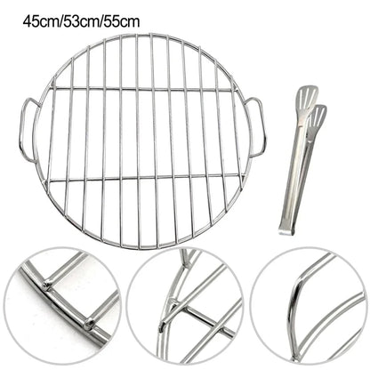Stainless Steel Round BBQ Cooking Grate, 45/53/55cm, With or Without Clips