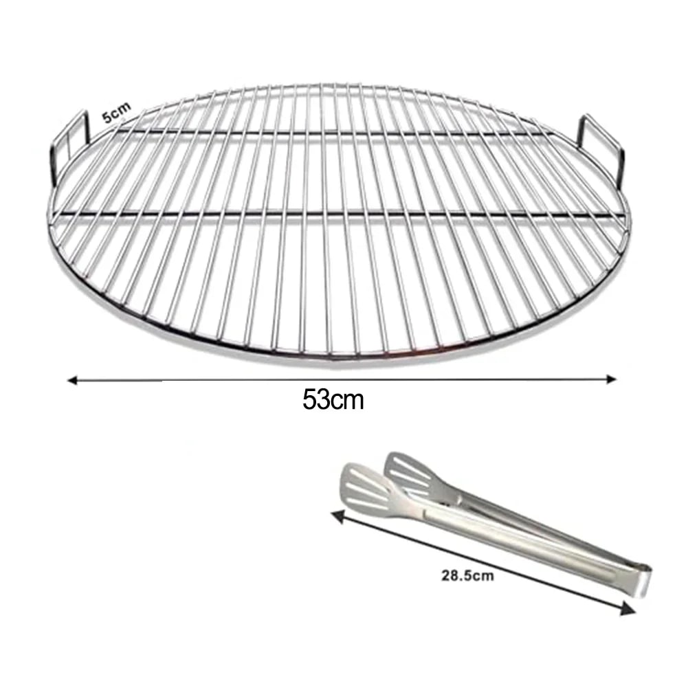 Stainless Steel Round BBQ Cooking Grate, 45/53/55cm, With or Without Clips - 53cm with clip