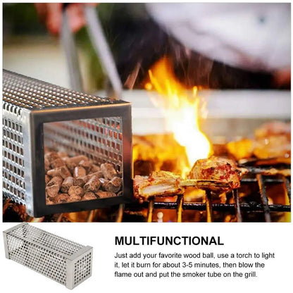 6 Inch Steel Square Pellet Smoker Tube for Gas, Charcoal and Pellet Grills