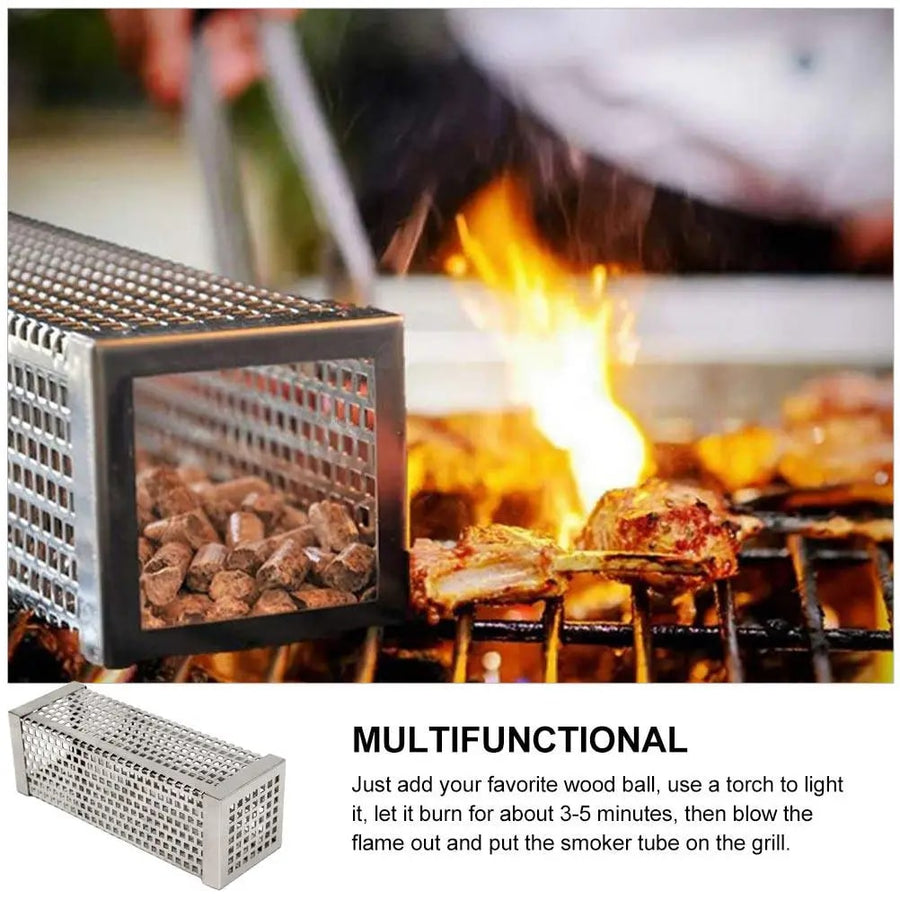 6 Inch Steel Square Pellet Smoker Tube for Gas, Charcoal and Pellet Grills