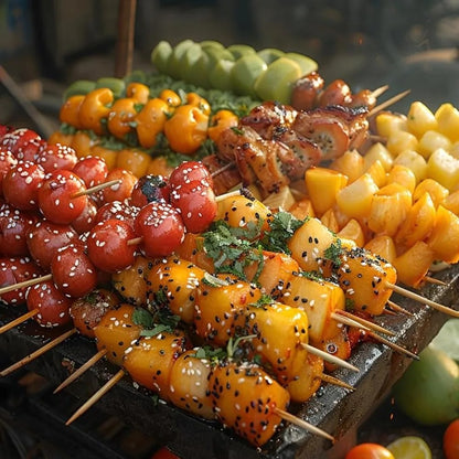Bamboo BBQ Skewers, 15-30cm Disposable Sticks for Grilling, Fruit and Snacks